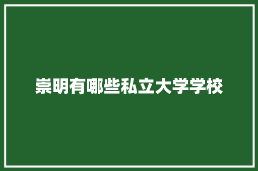 崇明有哪些私立大学学校