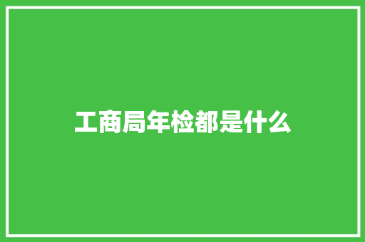 工商局年检都是什么