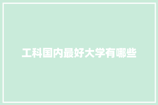 工科国内最好大学有哪些