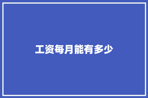 工资每月能有多少