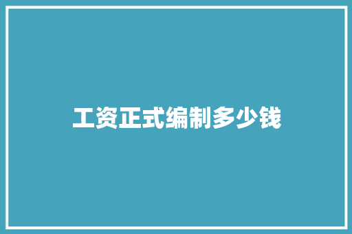 工资正式编制多少钱