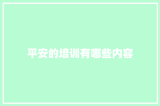 平安的培训有哪些内容