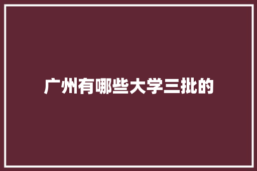 广州有哪些大学三批的 商业计划书范文