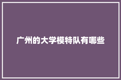 广州的大学模特队有哪些