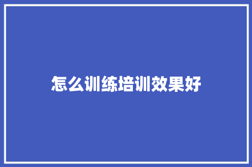 怎么训练培训效果好