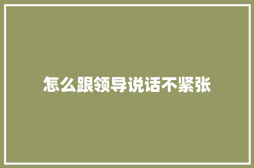怎么跟领导说话不紧张
