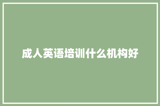 成人英语培训什么机构好
