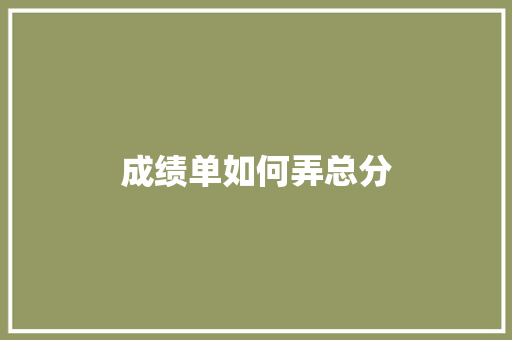 成绩单如何弄总分