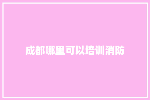 成都哪里可以培训消防