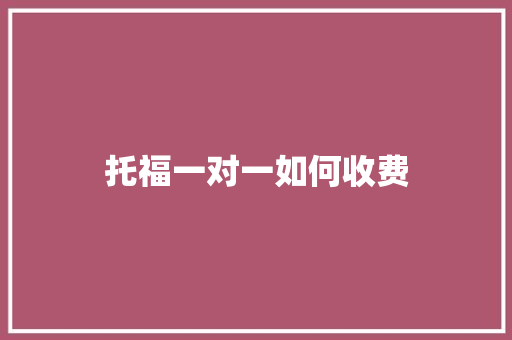 托福一对一如何收费
