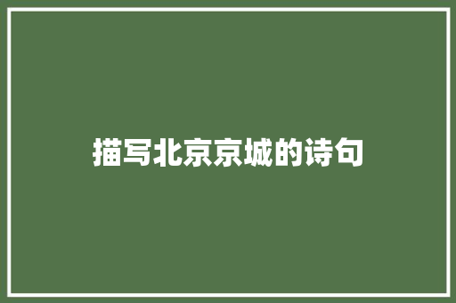 描写北京京城的诗句