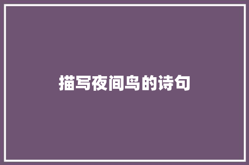 描写夜间鸟的诗句