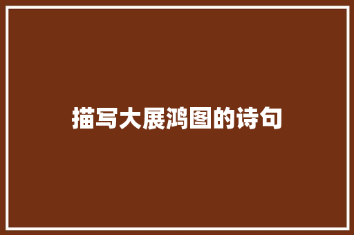 描写大展鸿图的诗句