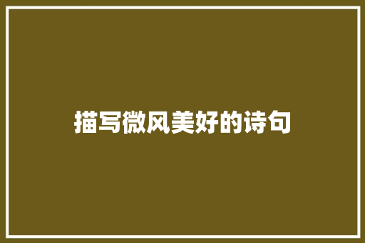 描写微风美好的诗句