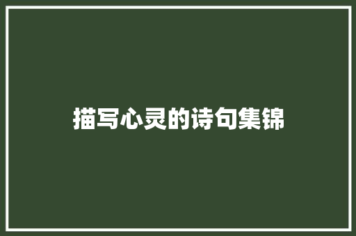 描写心灵的诗句集锦