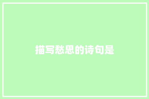 描写愁思的诗句是
