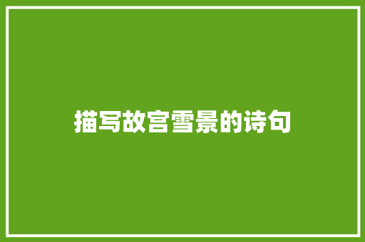 描写故宫雪景的诗句
