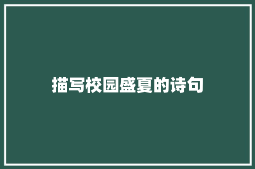 描写校园盛夏的诗句