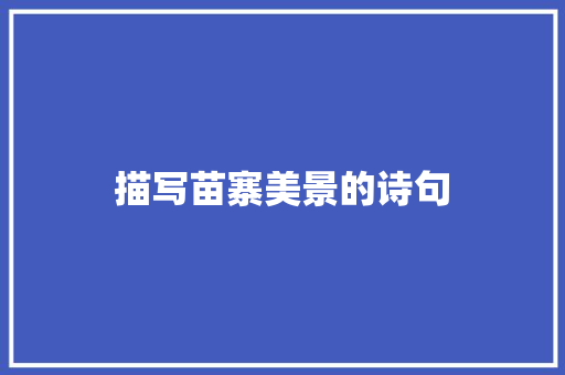 描写苗寨美景的诗句