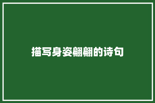 描写身姿翩翩的诗句