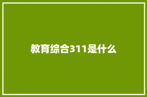 教育综合311是什么