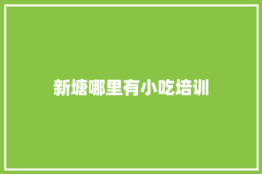 新塘哪里有小吃培训