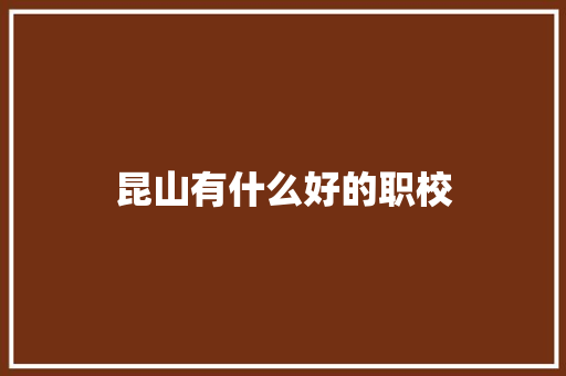 昆山有什么好的职校