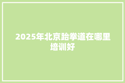 2025年北京跆拳道在哪里培训好
