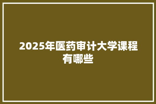 2025年医药审计大学课程有哪些