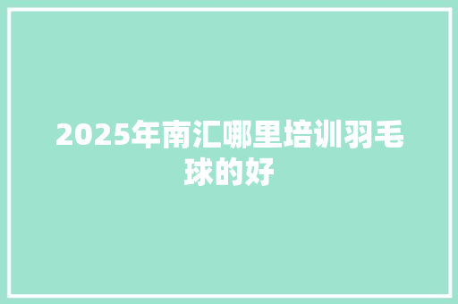 2025年南汇哪里培训羽毛球的好
