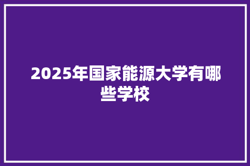 2025年国家能源大学有哪些学校