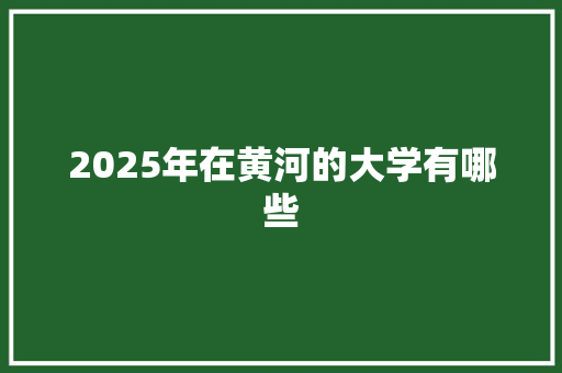 2025年在黄河的大学有哪些 记叙文范文