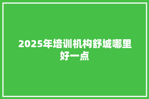 2025年培训机构舒城哪里好一点