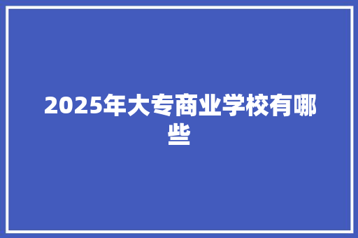 2025年大专商业学校有哪些
