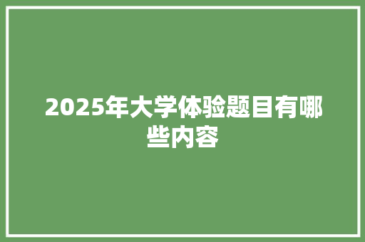 2025年大学体验题目有哪些内容 商业计划书范文
