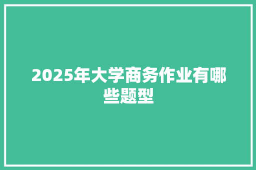 2025年大学商务作业有哪些题型