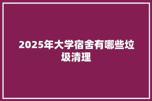 2025年大学宿舍有哪些垃圾清理
