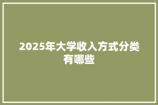2025年大学收入方式分类有哪些