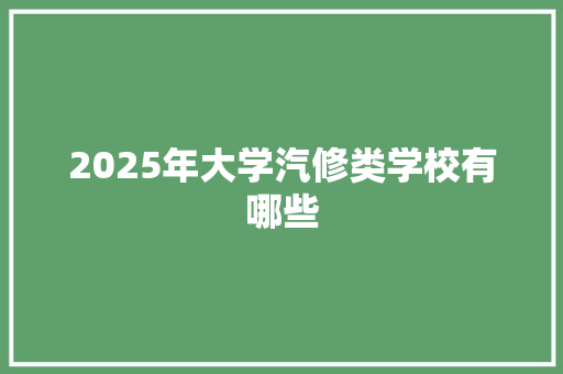 2025年大学汽修类学校有哪些 商业计划书范文