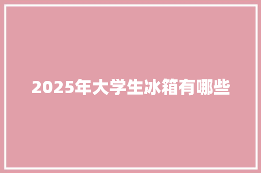 2025年大学生冰箱有哪些