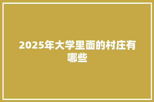 2025年大学里面的村庄有哪些