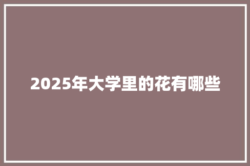 2025年大学里的花有哪些