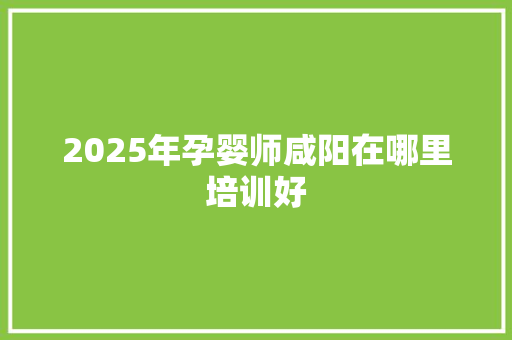 2025年孕婴师咸阳在哪里培训好