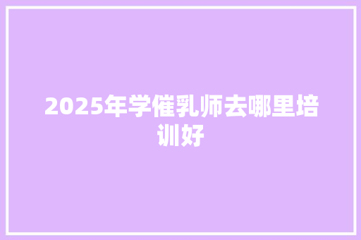 2025年学催乳师去哪里培训好