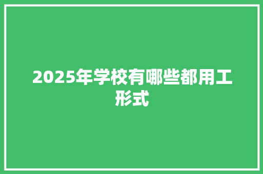 2025年学校有哪些都用工形式