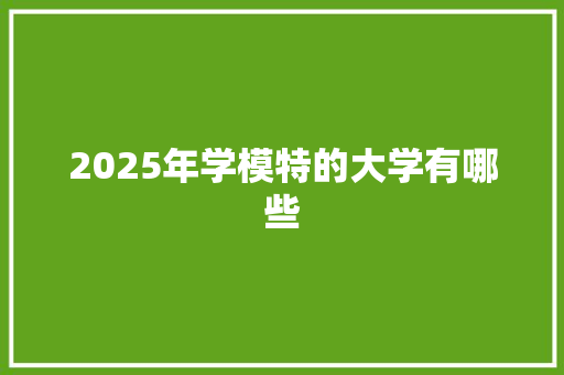 2025年学模特的大学有哪些