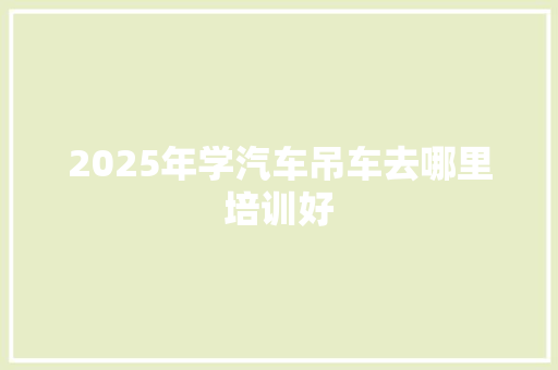 2025年学汽车吊车去哪里培训好