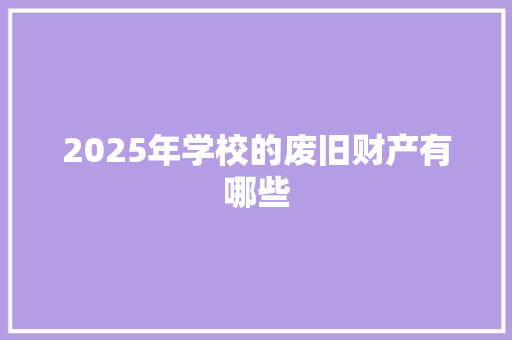 2025年学校的废旧财产有哪些
