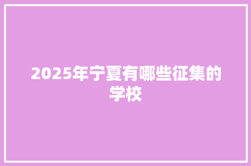 2025年宁夏有哪些征集的学校 散文范文