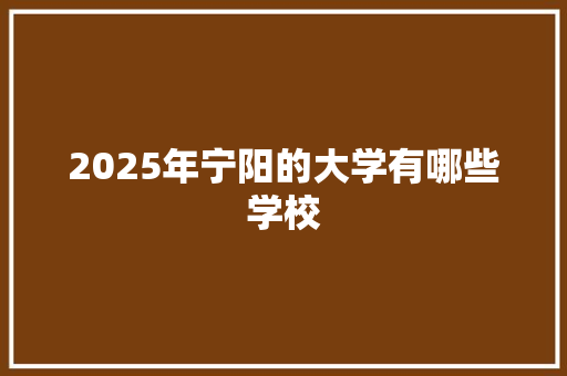 2025年宁阳的大学有哪些学校